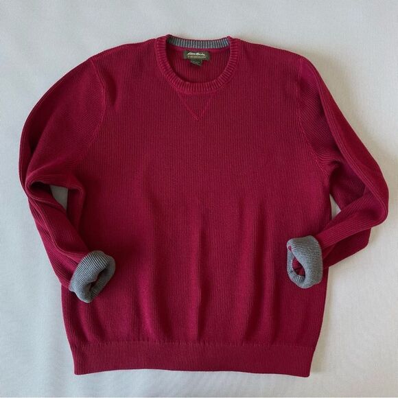 Eddie Bauer Burgundy Cotton Crewneck Knit Sweater Men’s Size XXL - Picture 9 of 9